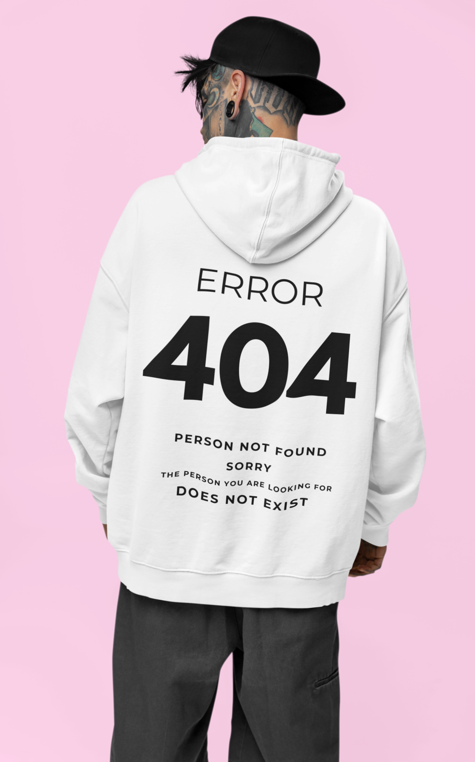 “Error 404” White Oversized Hoodie