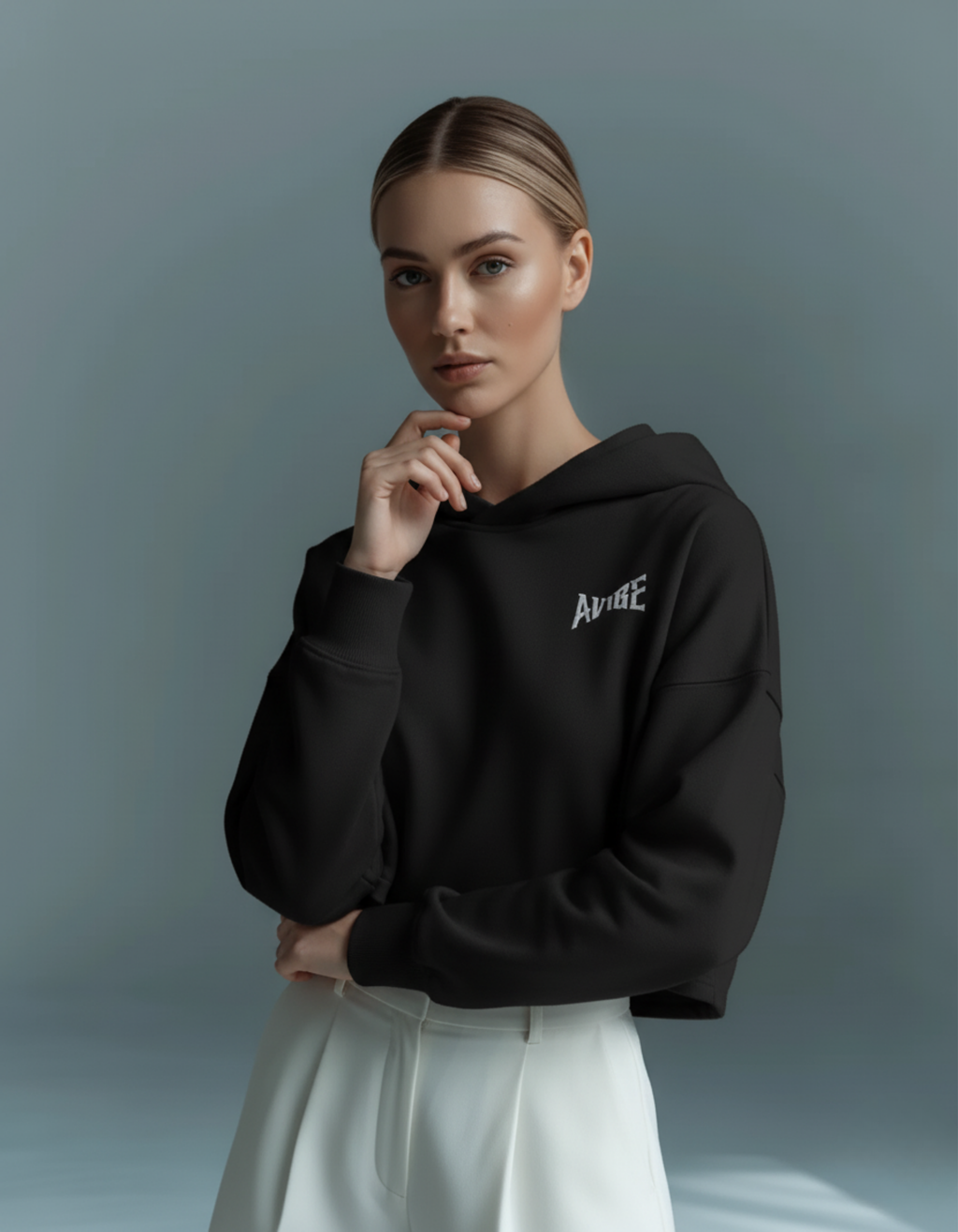 A’VIBE Cropped Hoodie – Midnight Edition