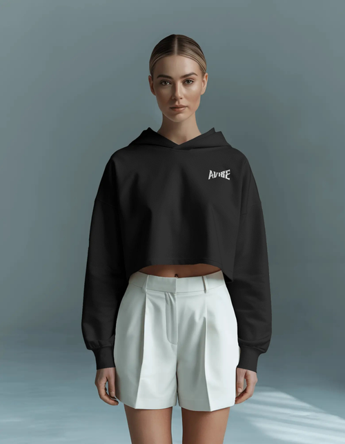 A’VIBE Cropped Hoodie – Midnight Edition