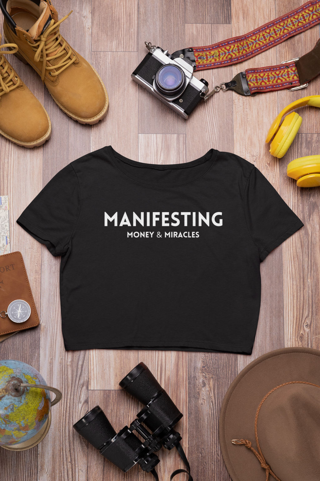 “Manifesting Money & Miracles” Black Crop Top