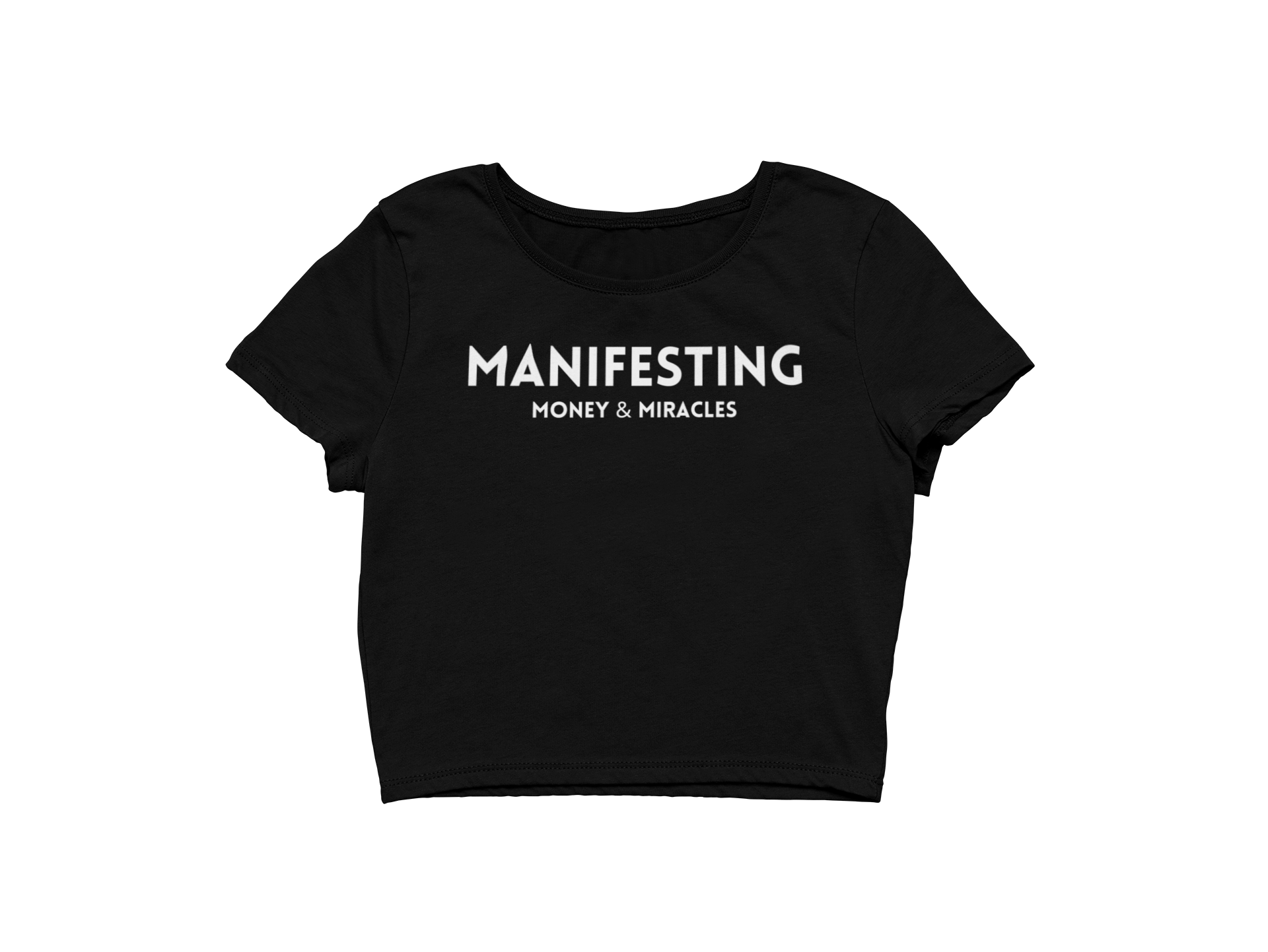 “Manifesting Money & Miracles” Black Crop Top