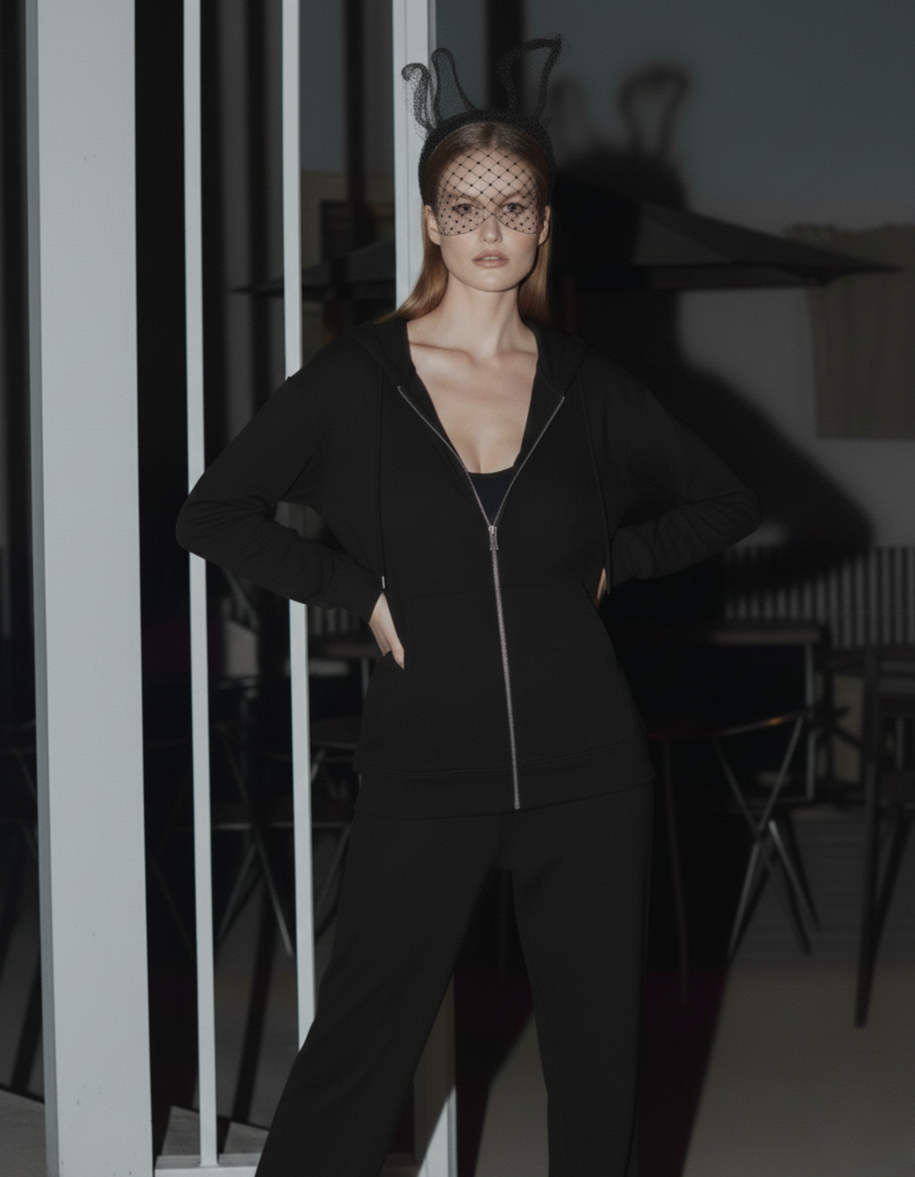 Black Zipper Hoodie