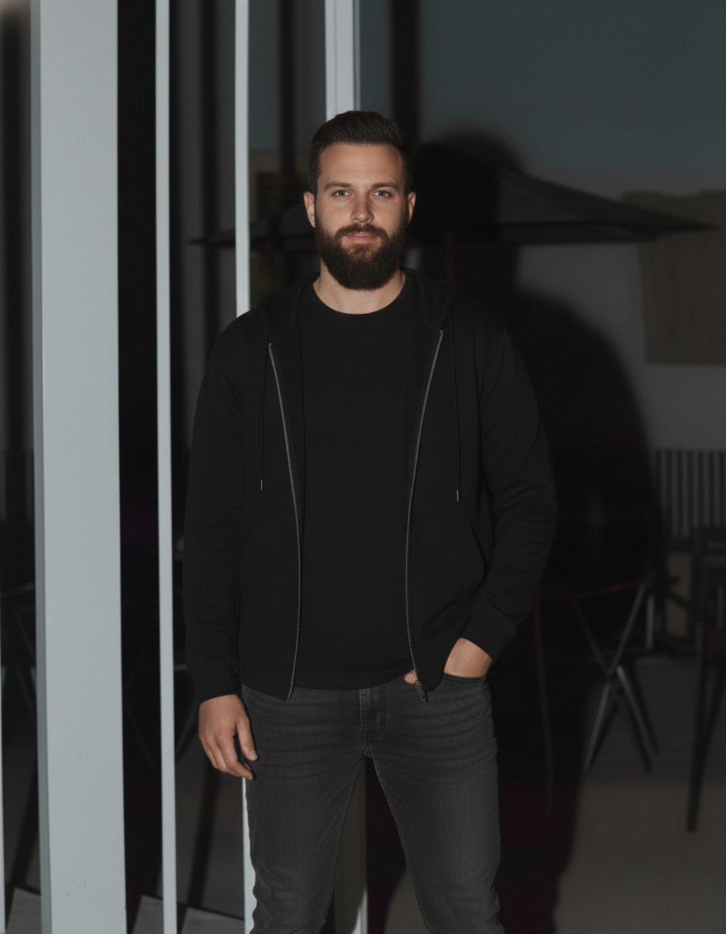 Black Zipper Hoodie