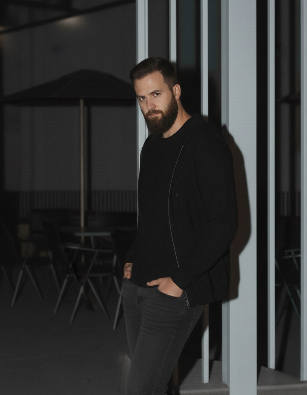 Black Zipper Hoodie