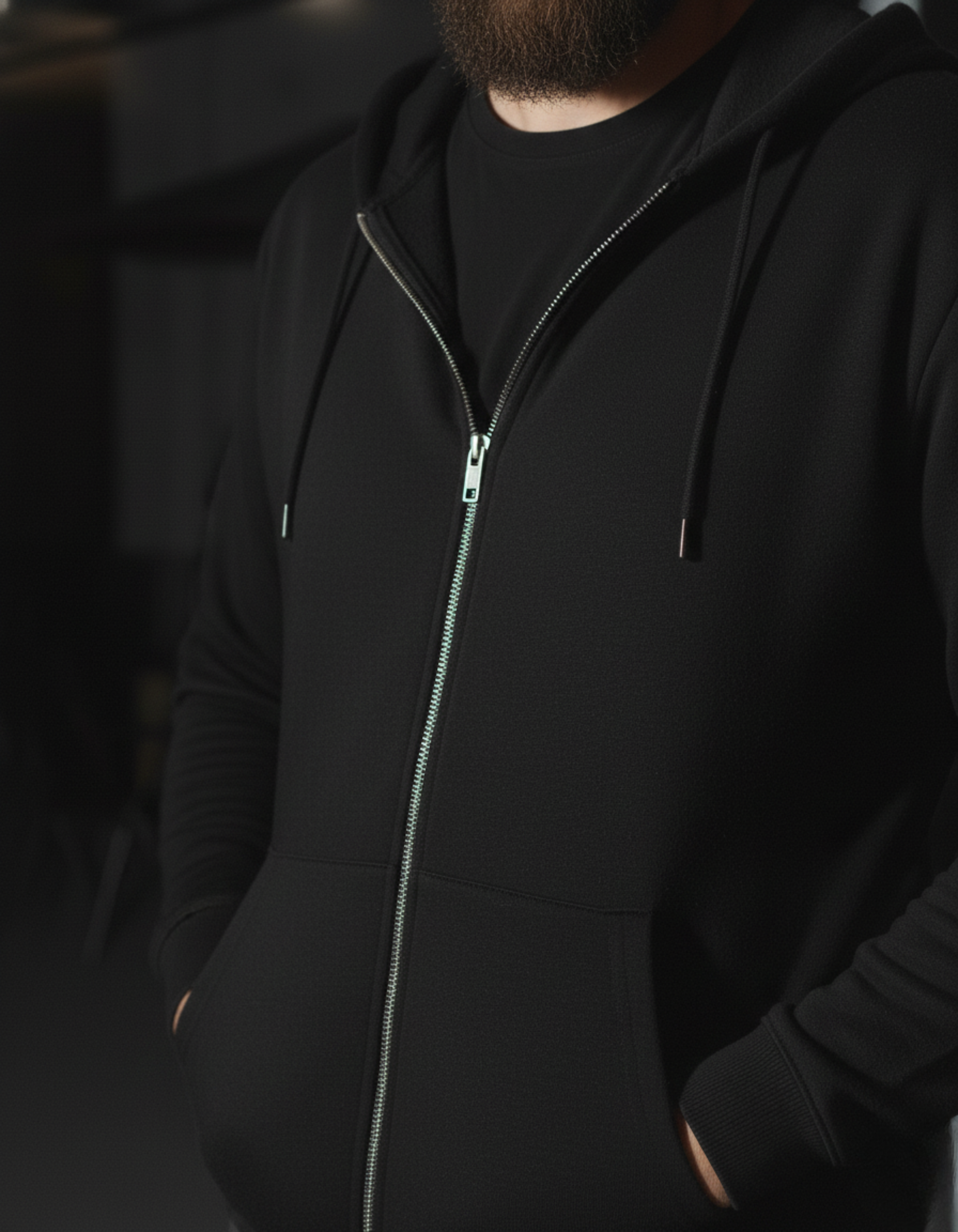 Black Zipper Hoodie